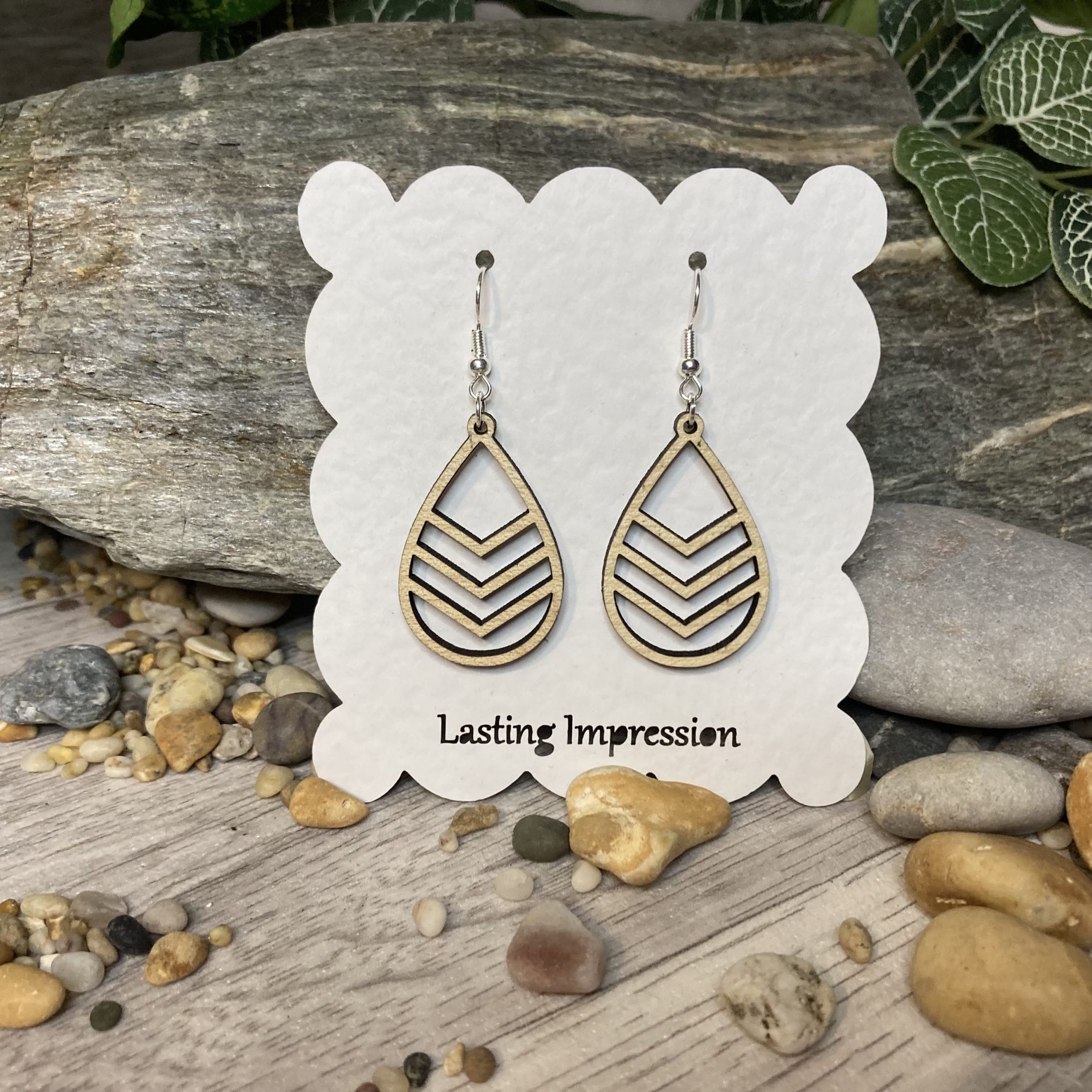 Lobo Tear Drop Chevron Maple Earring-min